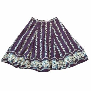 Vintage Roxy Purple Floral A-Line Sparkly Skirt